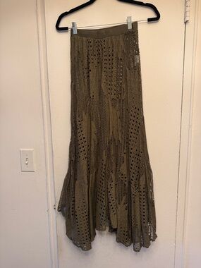 PatBO Olive Crochet Maxi Skirt